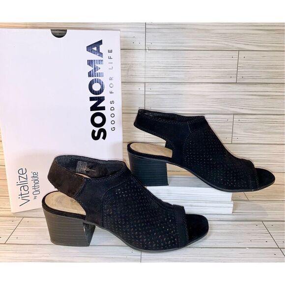Sonoma Lina Black Block Heel ankle Booties S:9M - Picture 3 of 10